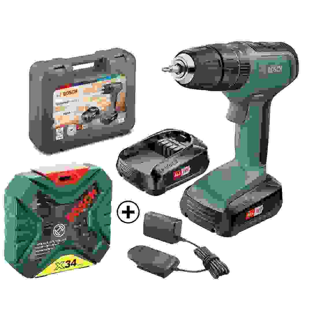 Bosch Cordless Universal Impact 18 Combi Drill (18 V) + X-Line Classic Drill & Screwdriver Bit Set