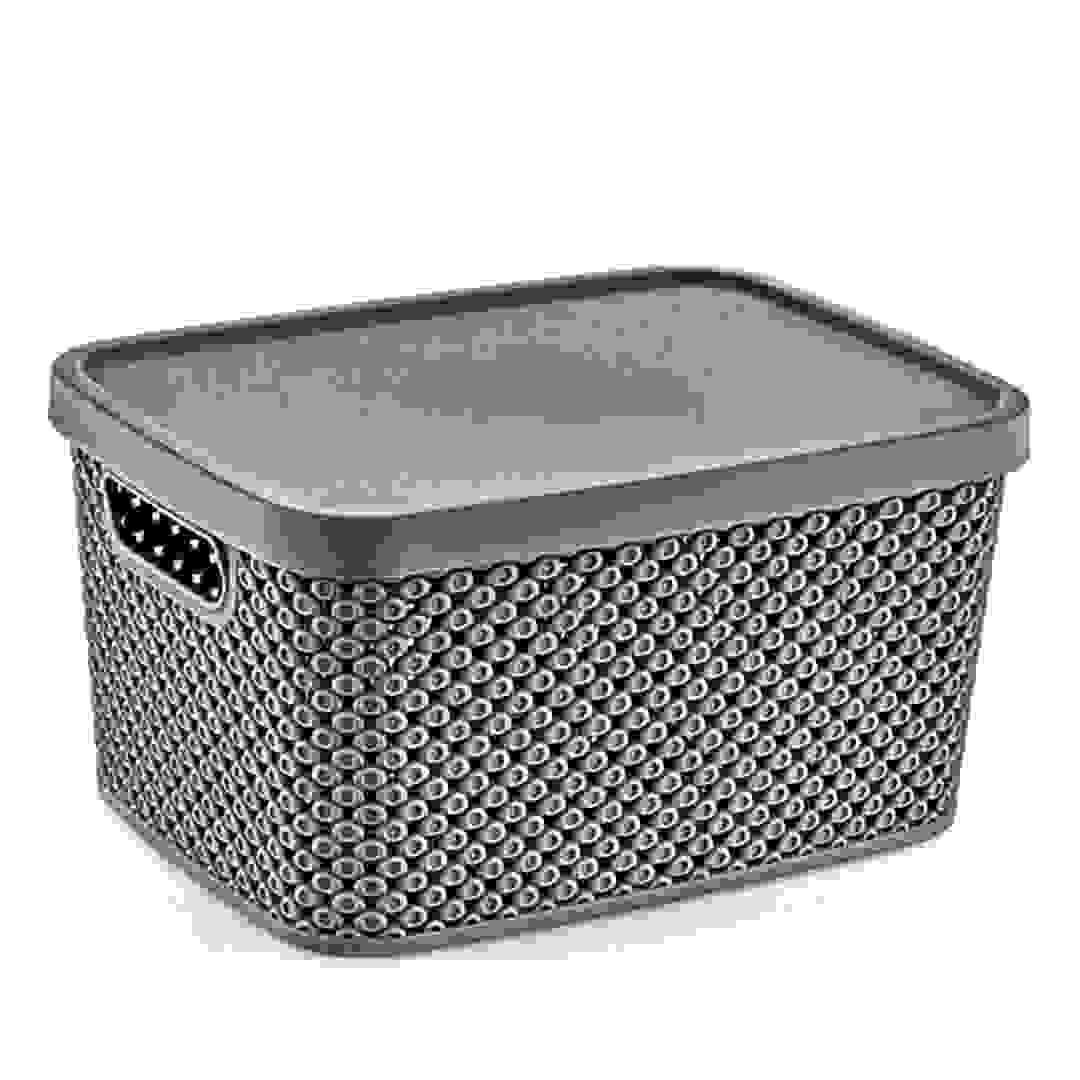 صندوق تخزين بلاستيكي ألماسي التصميم بغطاء هوبي لايف (19 لتر)