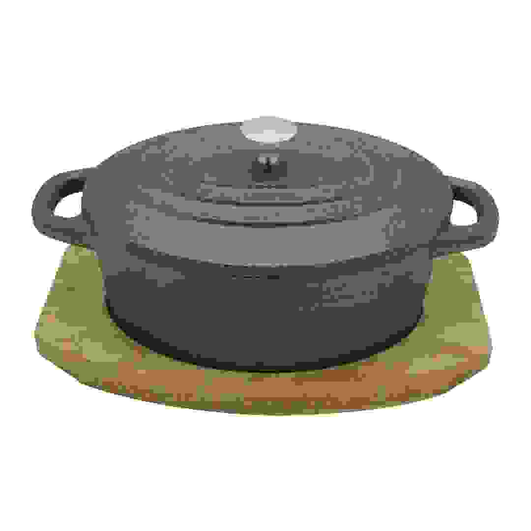 طنجرة حديد صب بيضاوية مع غطاء راج (13 سم)