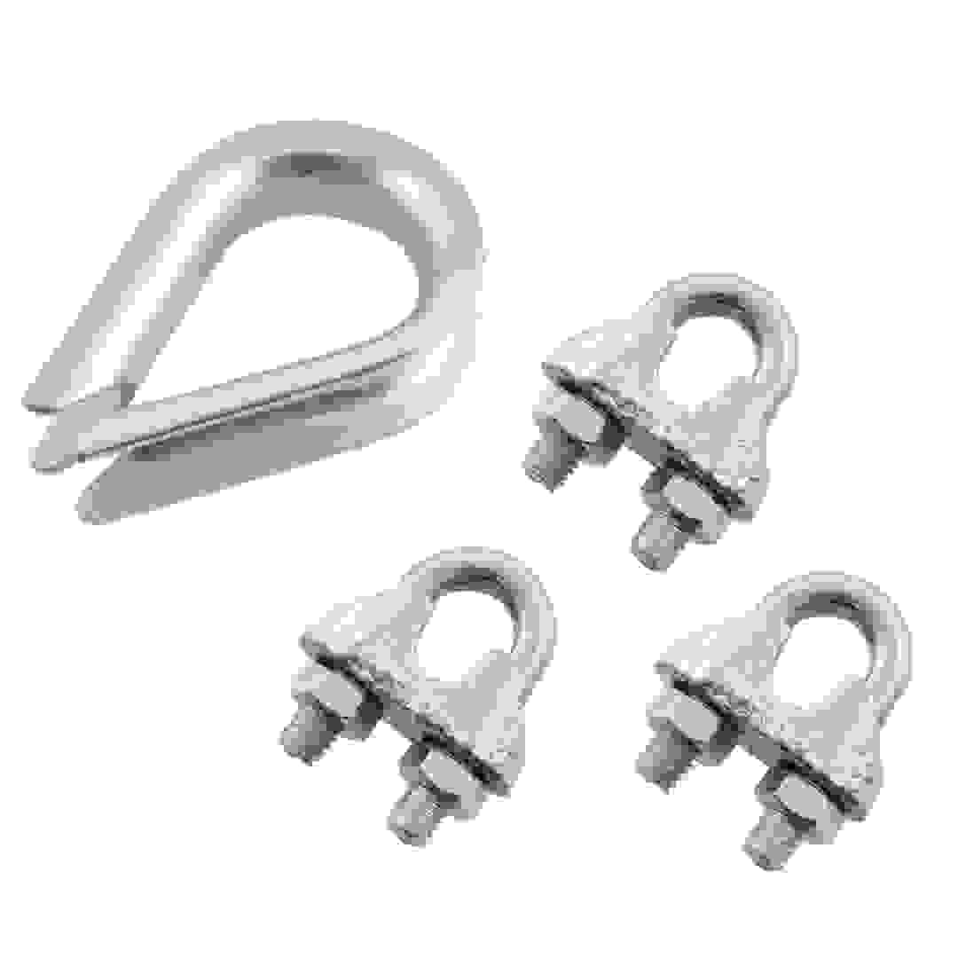 Suki Steel Wire Rope Clamp & Thimble Set (0.5-0.6 cm, 4 Pc.)