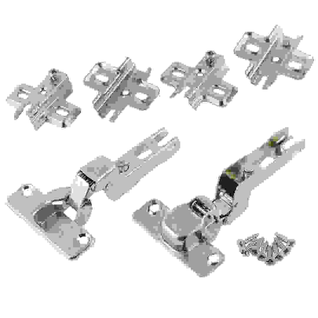 حزمة مفصلات سوكي بكوب 110 درجة مزودة بنابض من الفولاذ المطلي بالنيكل (3.5 سم، 2 قطعة)