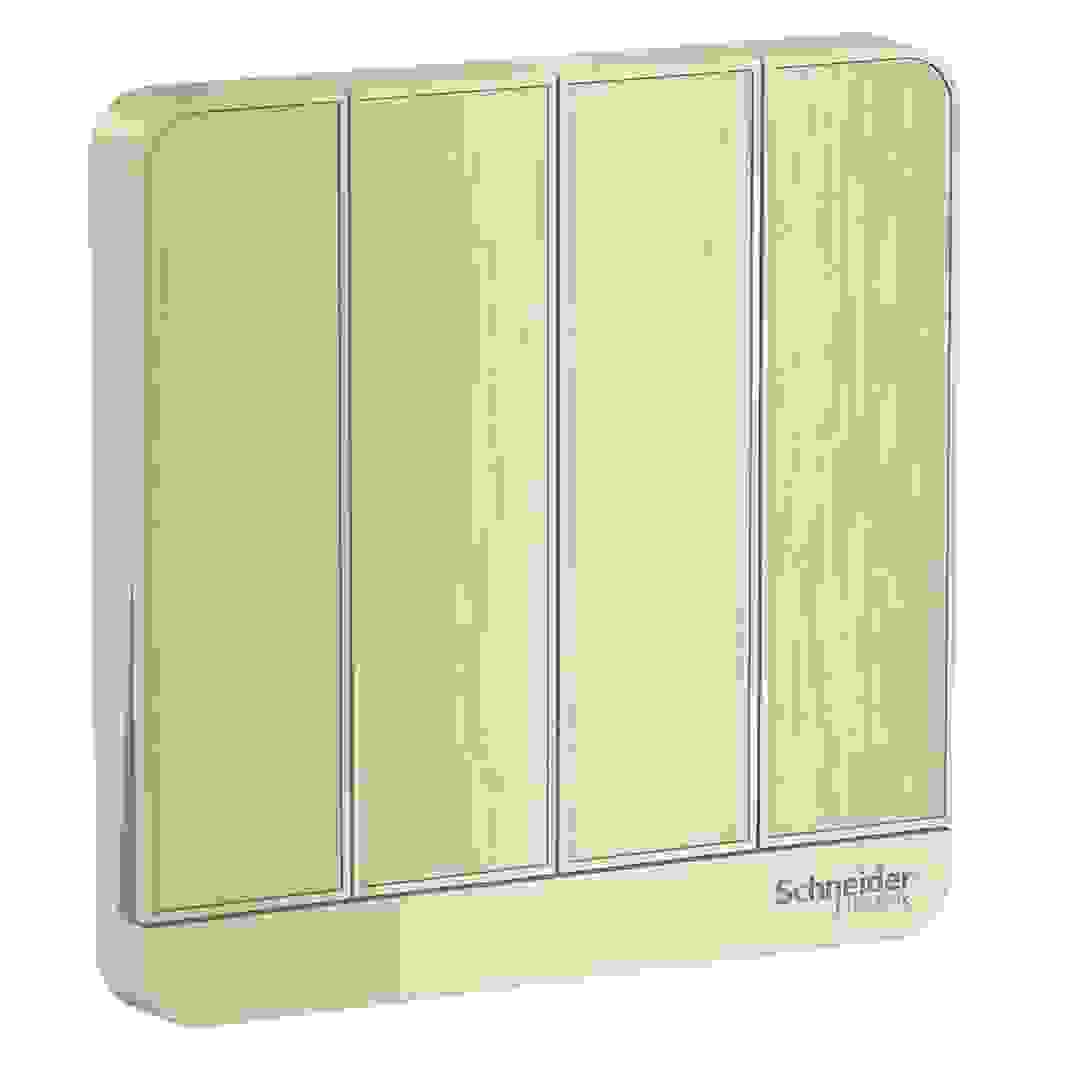 مفاتيح كهرباء بتصميم خطوط دقيقة ذهبي معدني أفاتار أون شنايدر إلكتريك، 1 اتجاه، 4 أزرار، E8334L1_GH (16 أمبير لمصابيح الفلورسنت، 250 فولت)