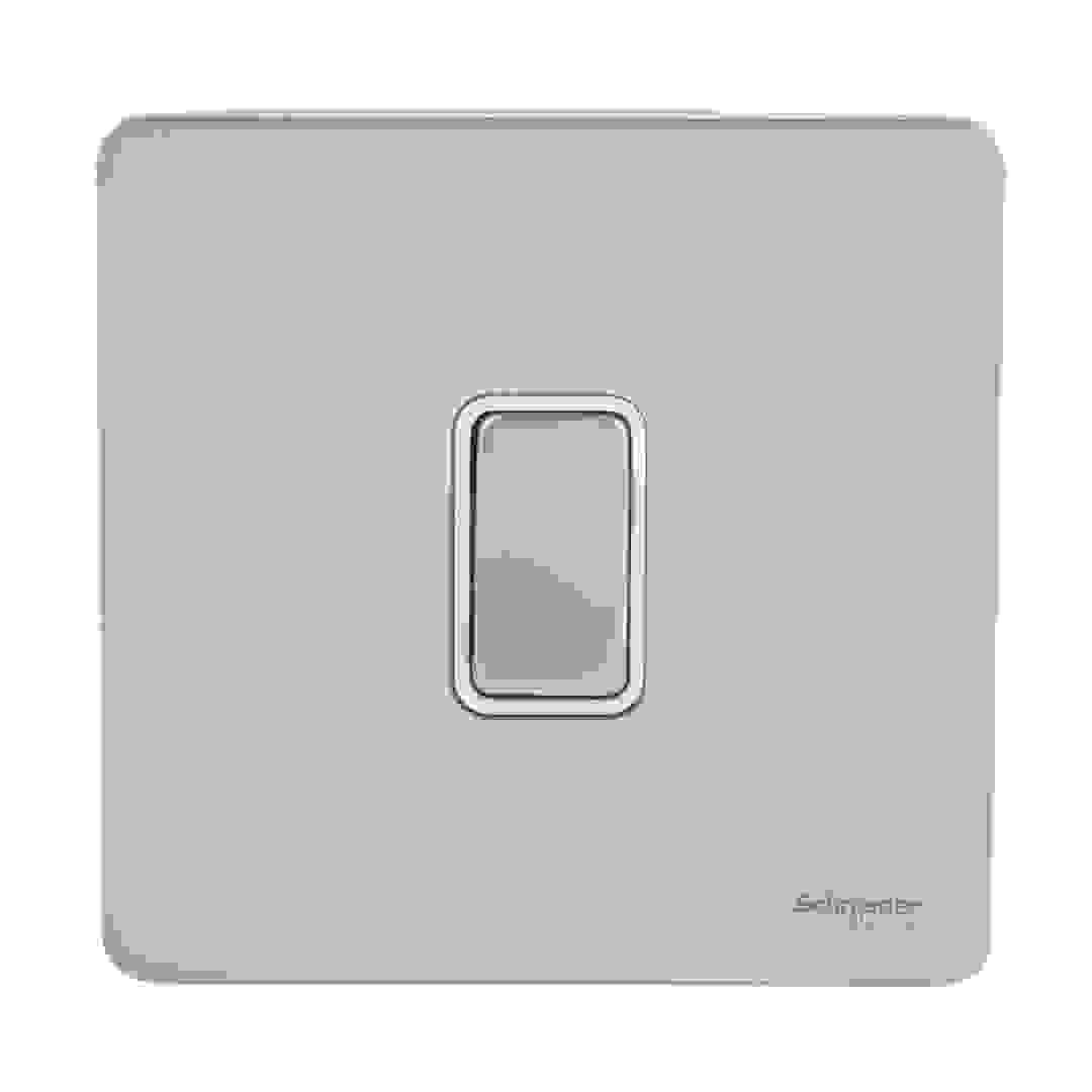 Schneider Electric Ultimate Screwless Flat Plate 2 Way Retractive, 1 Gang Switch, GU1412RWPN (16 AX, 230 V)