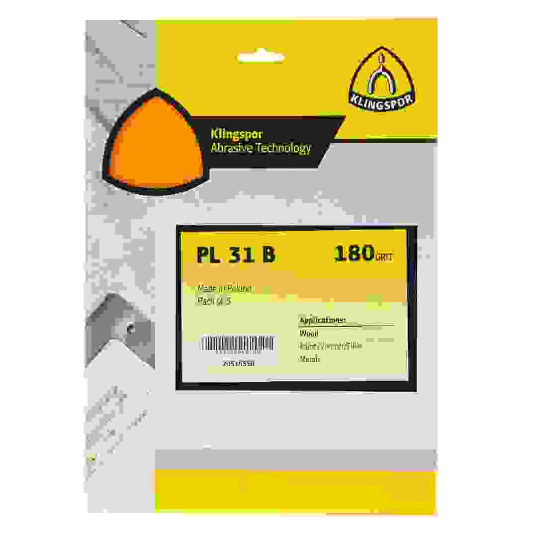 Klingspor Aluminum Oxide 180 Grit Sandpaper (23 x 28 cm, 5 pcs)