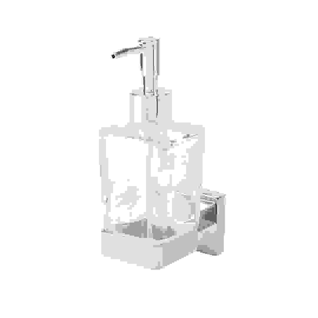 GoodHome Alessano Glass & Steel Wall-Mounted Soap Dispenser (64 x 185 x 95 mm)