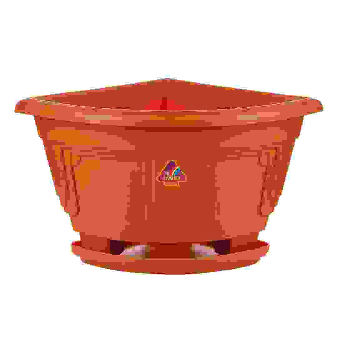 Plastic Petunia Corner Plant Pot W/Tray (30.7 x 30.7 x 22.6 cm)