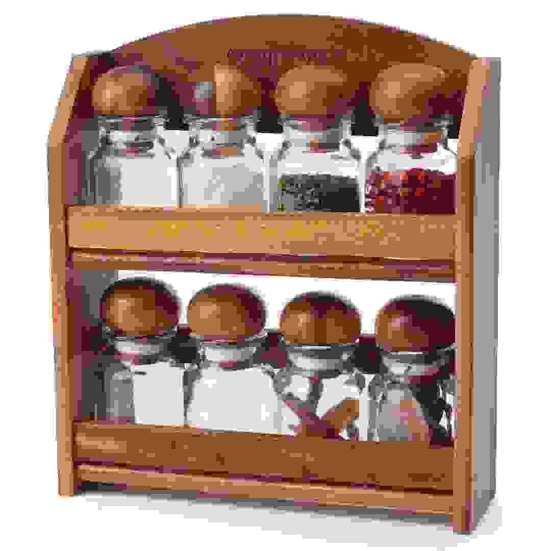 رف توابل خشبي مع 8 زجاجات بيلي