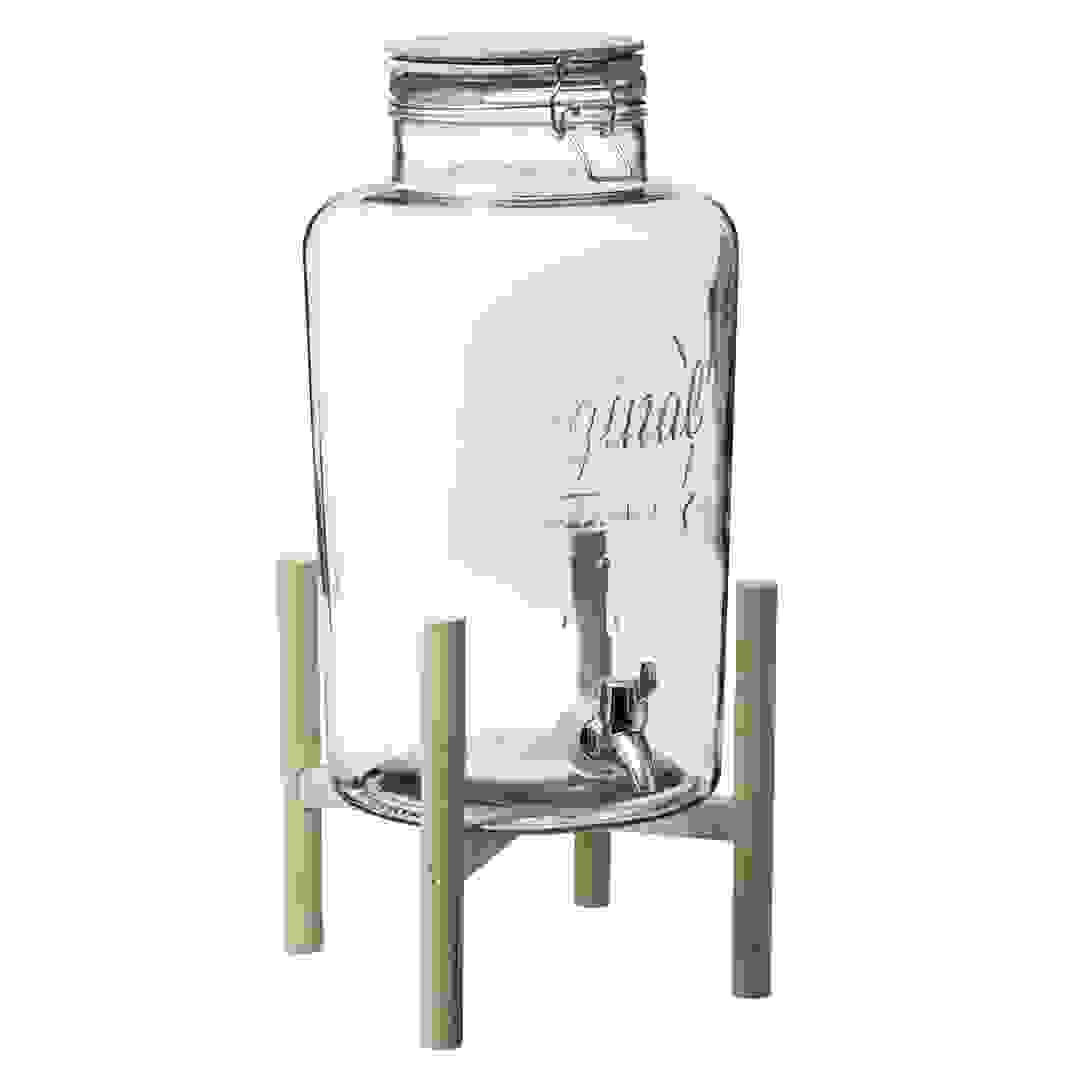 موزع مشروبات وعصائر زجاجي مع حامل خشبي إس جي (8 لتر)