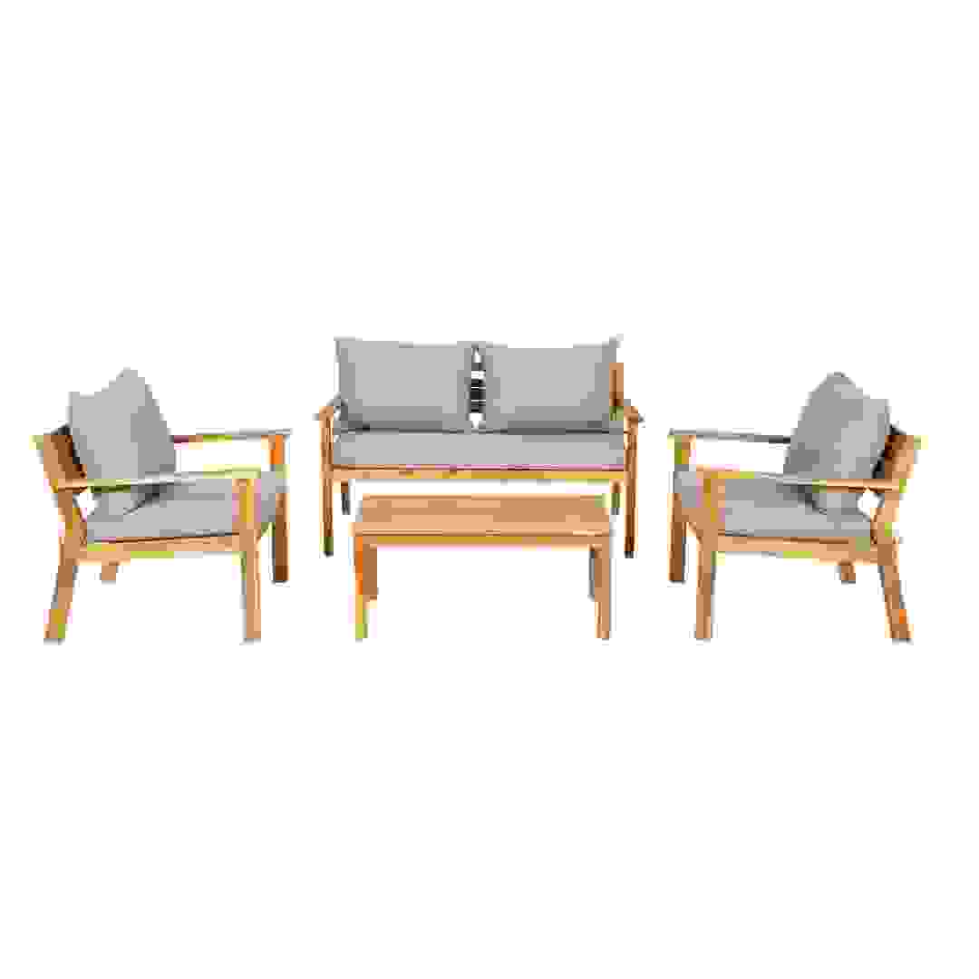 Denia 4-Seater Acacia Wood Sofa Set W/ Cushions GoodHome (4 Pc.)