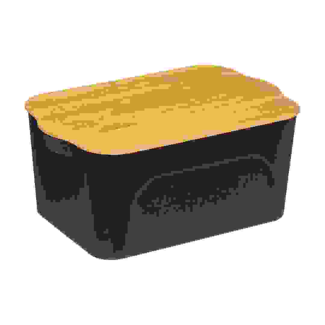 صندوق تخزين بلاستيكي مع غطاء من الخيزران 5 فايف (6.5 لتر)