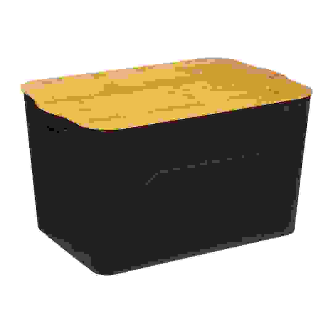 5five Plastic Storage Box W/Bamboo Lid (24 L)