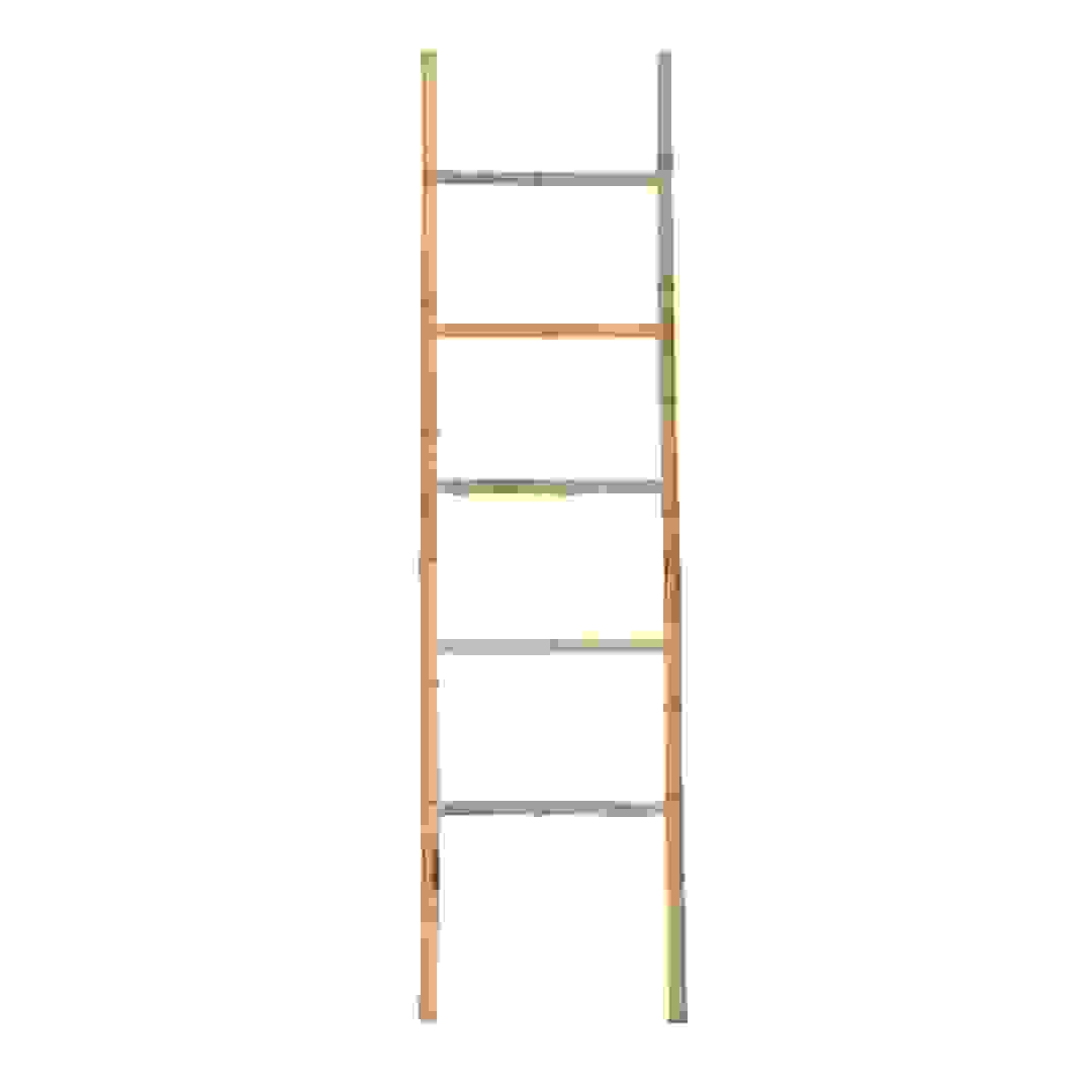 رف مناشف سلم من الخيزران مع 5 قضبان تندانس (170 × 45 سم)