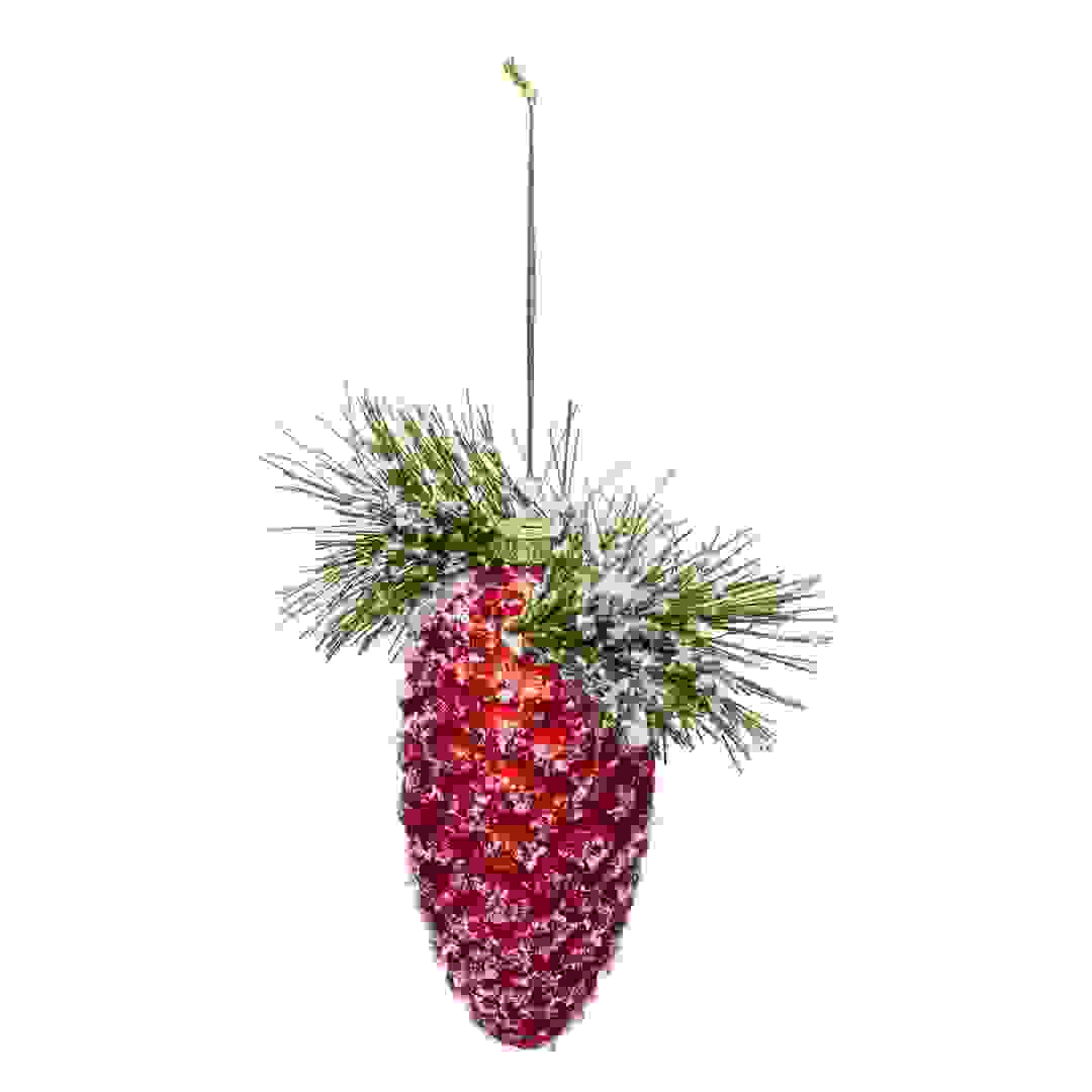 Atmosphera Glass Glittered Pinecone Hanging Ornament (13 cm)
