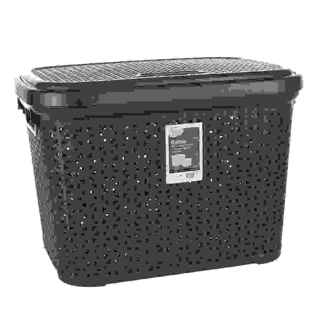 Hobby Life Plastic Ratan Design Storge Box W/Lid (30 L, 33.5 x 44.5 x 31.6 cm)