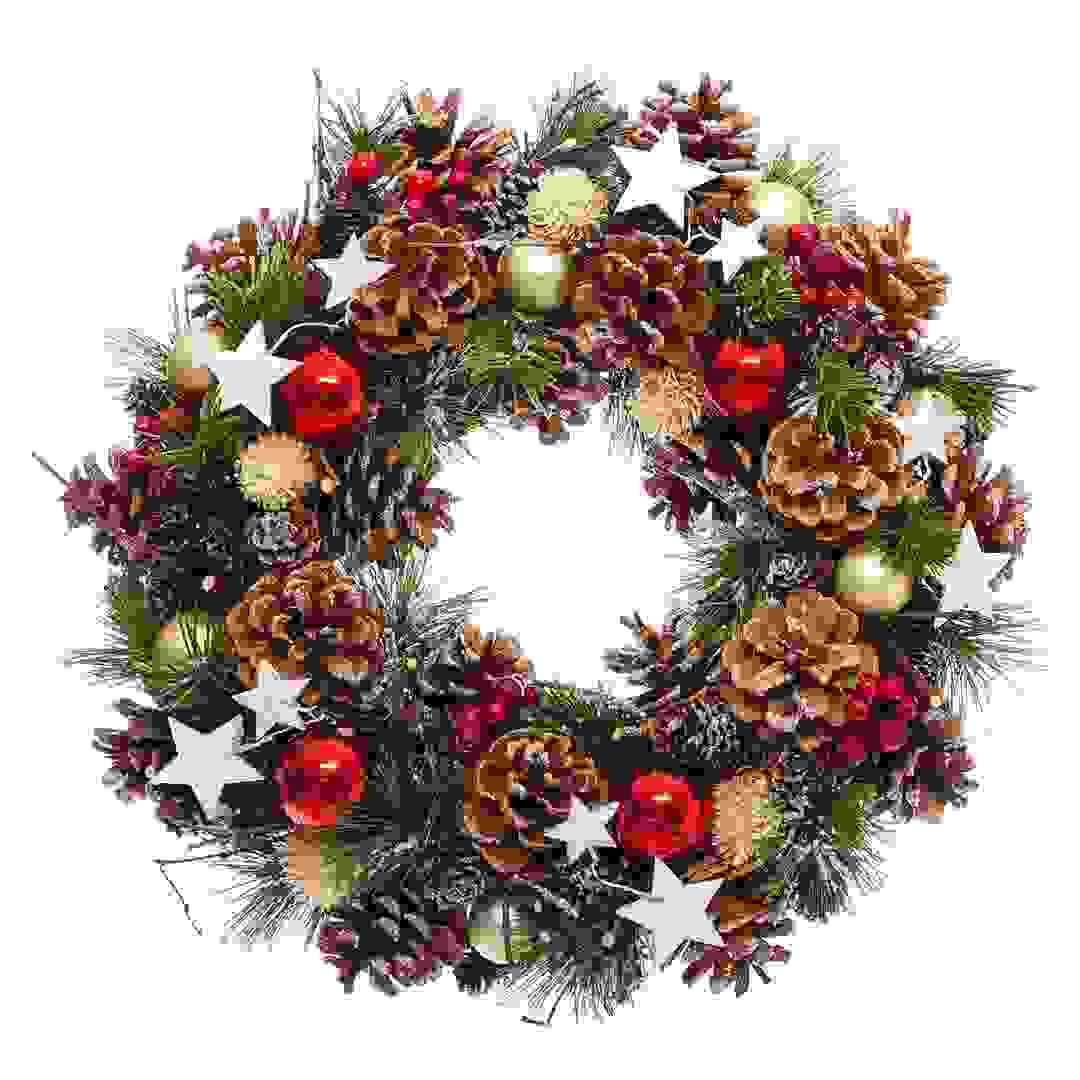 Atmosphera Holly Star Snow Wreath (35 cm)