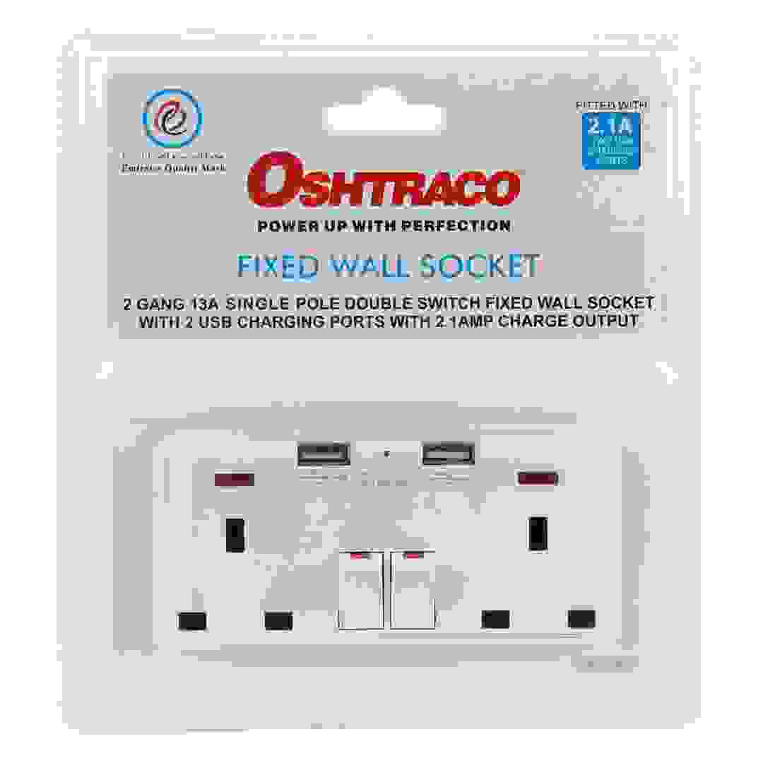 مقبس جداري مزدوج مع مدخل USB أوشتراكو (13 أمبير)