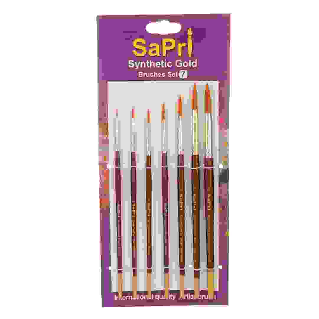 طقم فرش رسم دائرية بشعر اصطناعي ذهبي مجموعة 66 سابري (7 قطع)