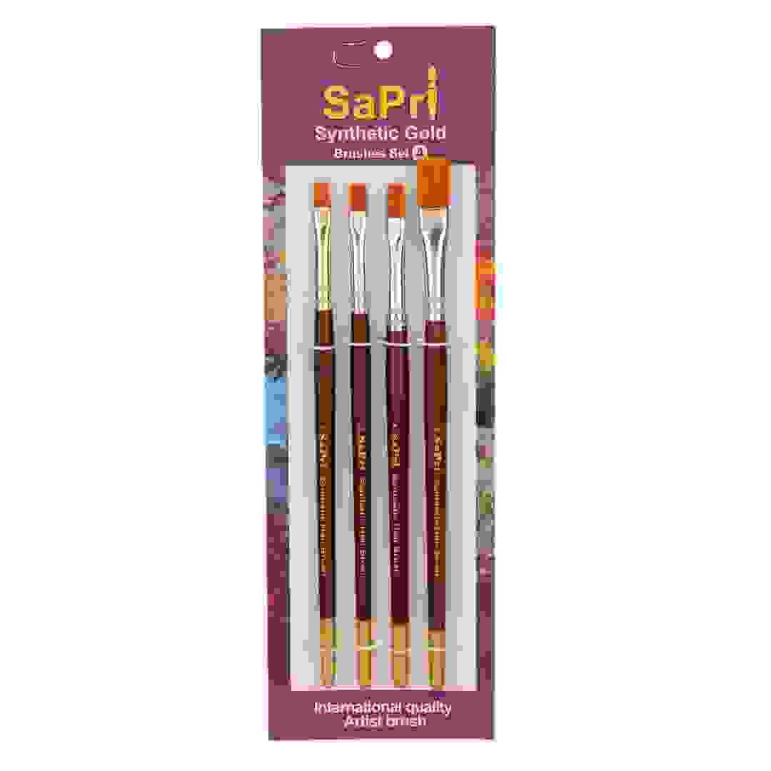 Sapri Series 67 Synthetic Gold Flat Paint Brush Set (4 Pc.)