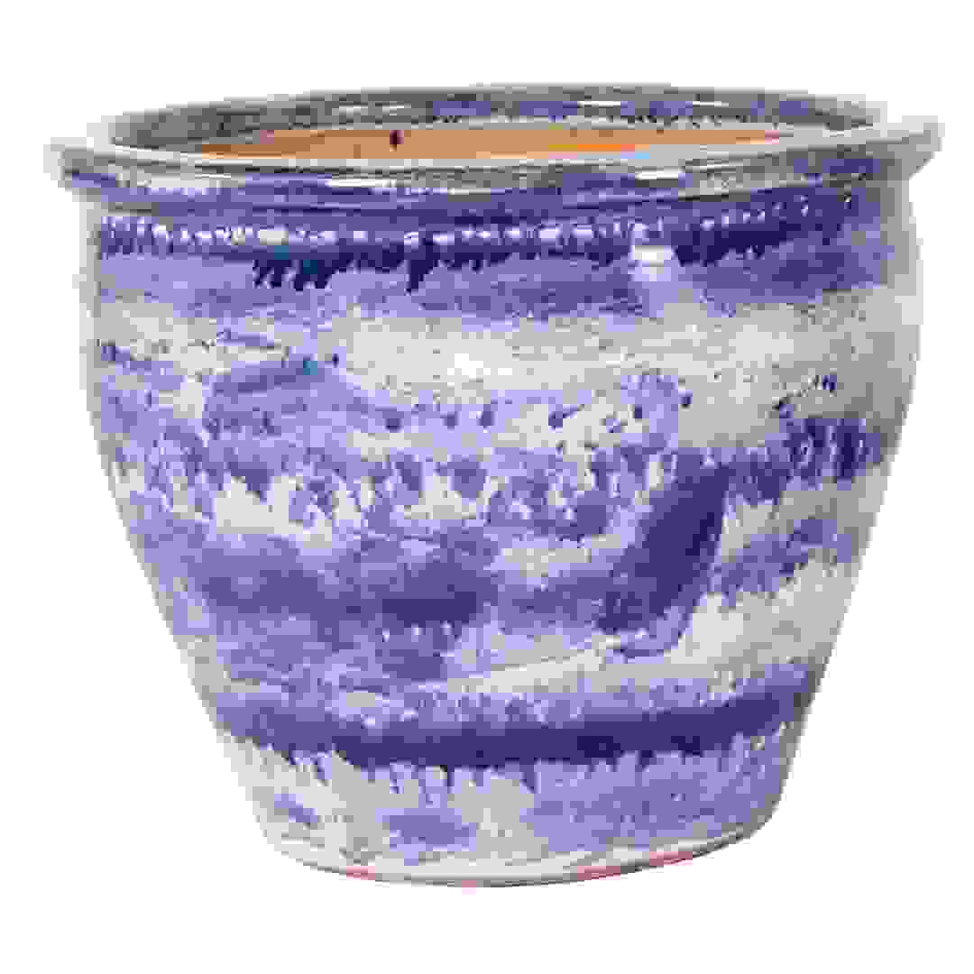 أصيص نباتات تيراكوتا مزجج بتصميم منتفخ M (47 × 47 × 37 سم، كبير للغاية)