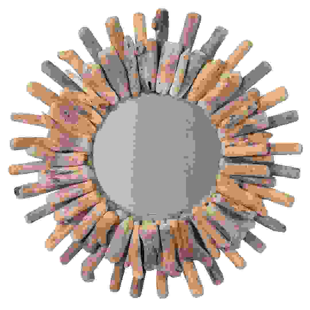 مرآة بإطار خشبي تصميم شمس ديكووود (40 × 40 × 40 سم)