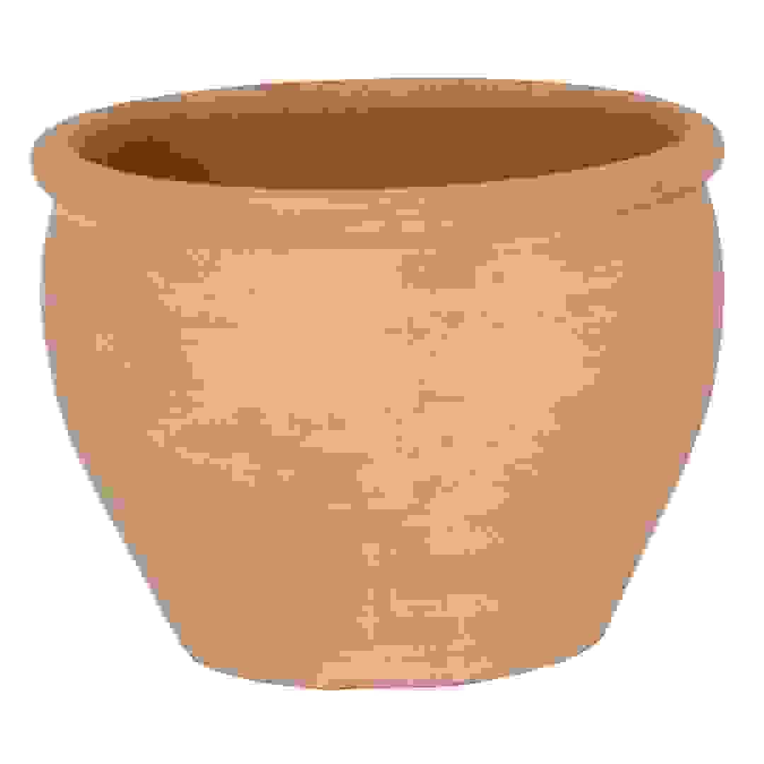 Glazed Terracotta Whitewash Belly Rim Plant Pot Generic (24 x 24 x 20 cm, Small)