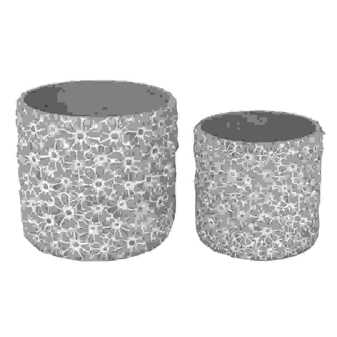 Glazed Terracotta Ciao Daisy Cylinder Plant Pot Set Generic (32 x 32 x 29 cm)