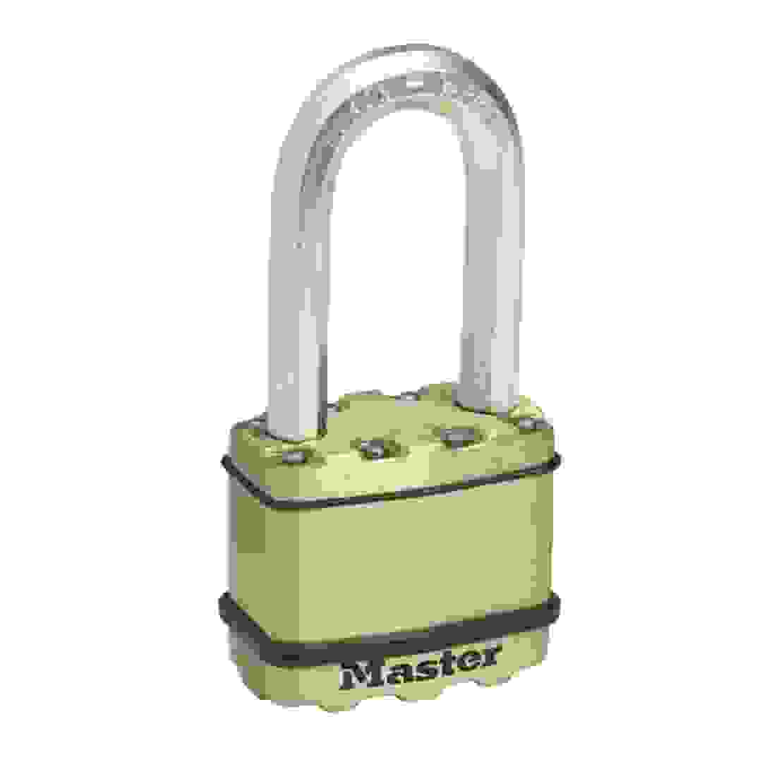 قفل ماستر لوك قوي التحمل من الفولاذ المصفح مع مفاتيح (10.4 × 5.2 × 3.1 سم)