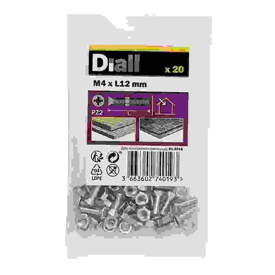 Diall Carbon Steel Countersunk Machine Screw & Nut Set (1.2 cm, 20 Pc.)