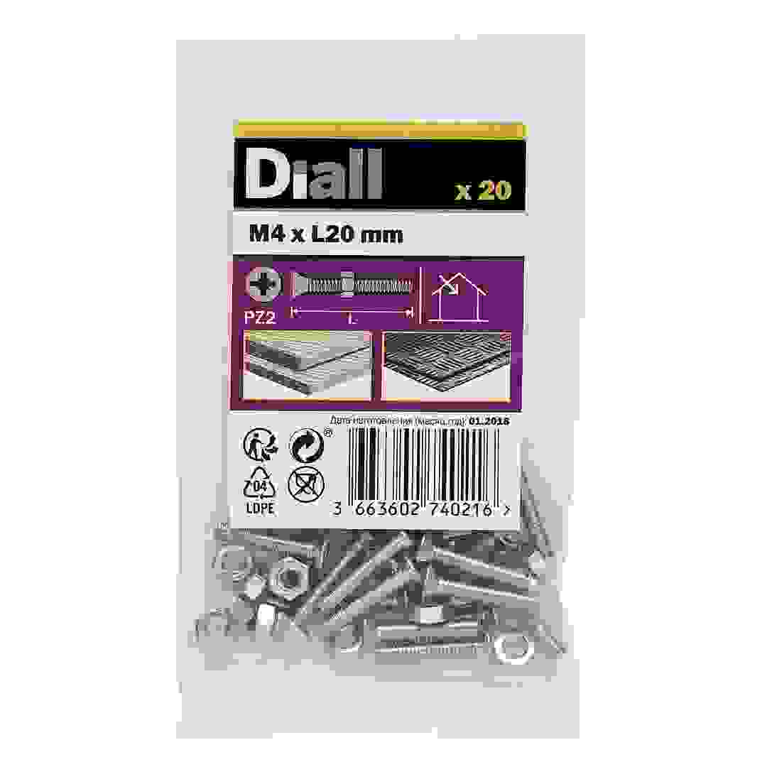 مجموعة براغي وصواميل فولاذ كربوني ديال غائرة الرأس للماكينات (2 سم، 20 قطعة)