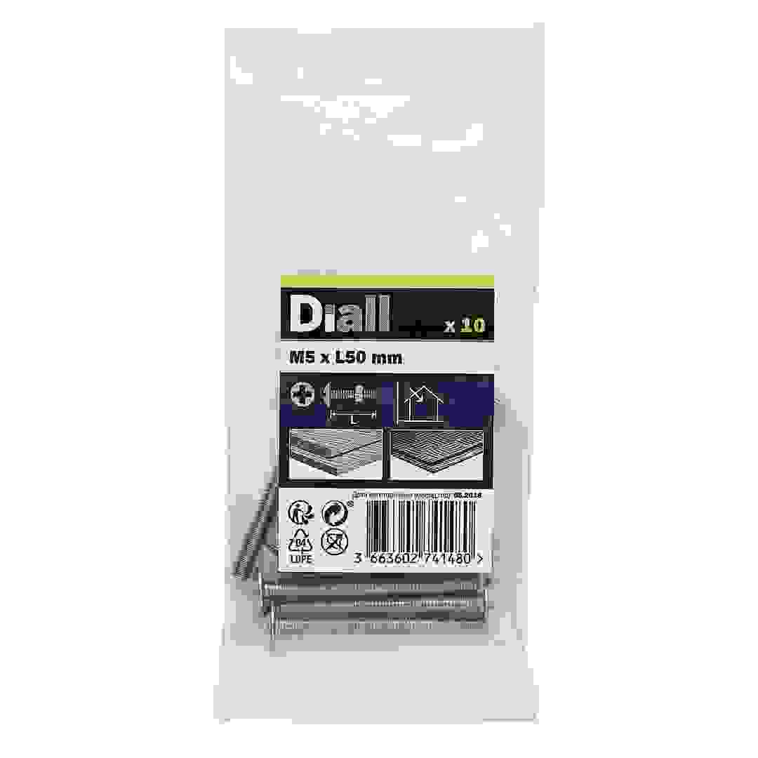 Diall Zinc-Plated Carbon Steel Roofing Nut & Bolt Pack (M5 x 50 mm, 10 Pc.)