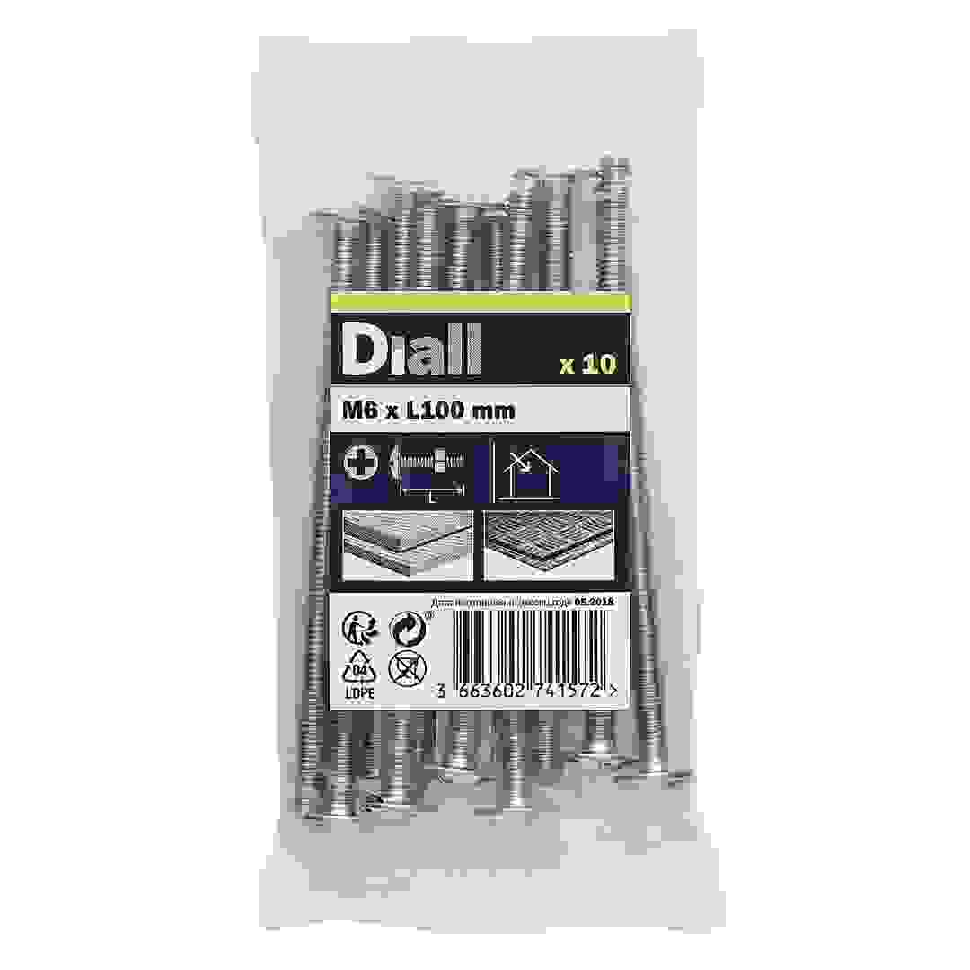 Diall Zinc-Plated Carbon Steel Roofing Nut & Bolt Pack (M6 x 100 mm, 10 Pc.)