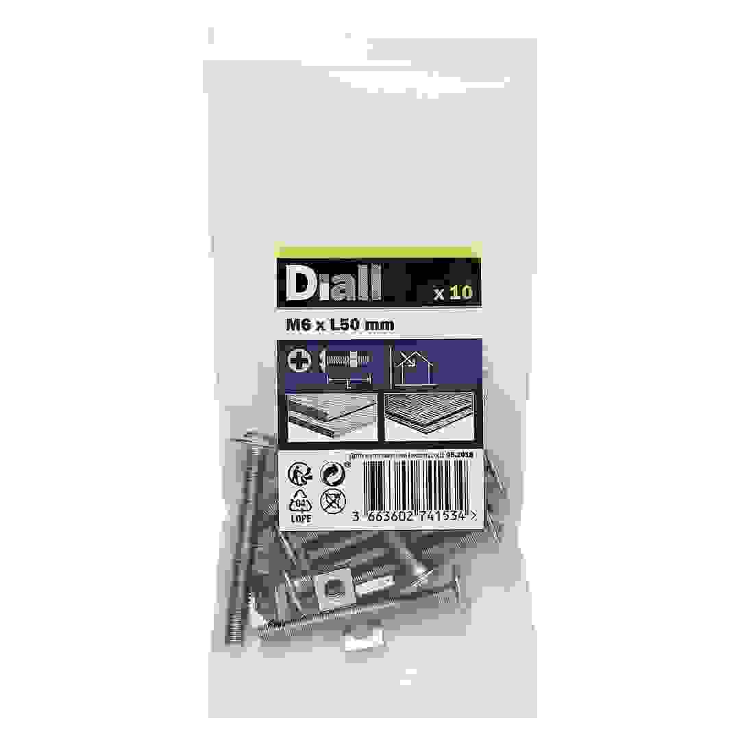 Diall Zinc-Plated Carbon Steel Roofing Nut & Bolt Pack (M6 x 50 mm, 10 Pc.)