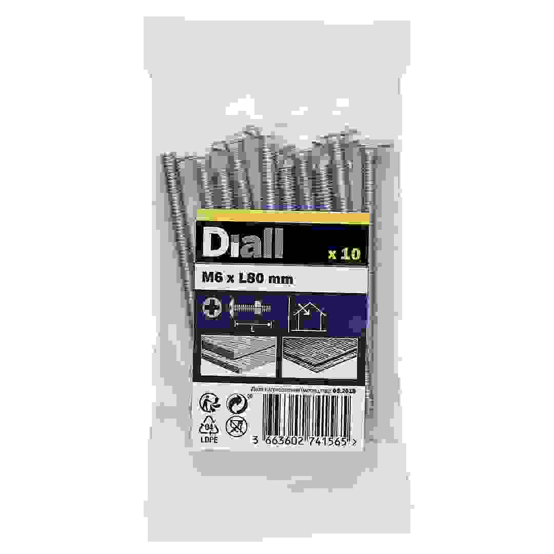 Diall Zinc-Plated Carbon Steel Roofing Nut & Bolt Pack (M6 x 80 mm, 10 Pc.)