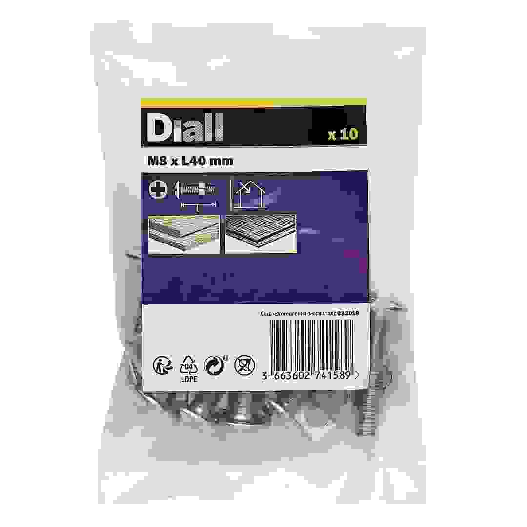 Diall Zinc-Plated Carbon Steel Roofing Nut & Bolt Pack (M8 x 40 mm, 10 Pc.)