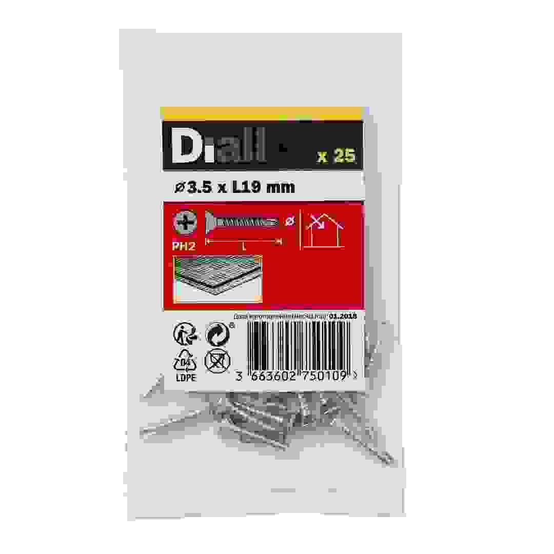 Diall Zinc-Plated Carbon Steel Self Drilling Screw Pack (3.5 x 19 mm, 25 Pc.)