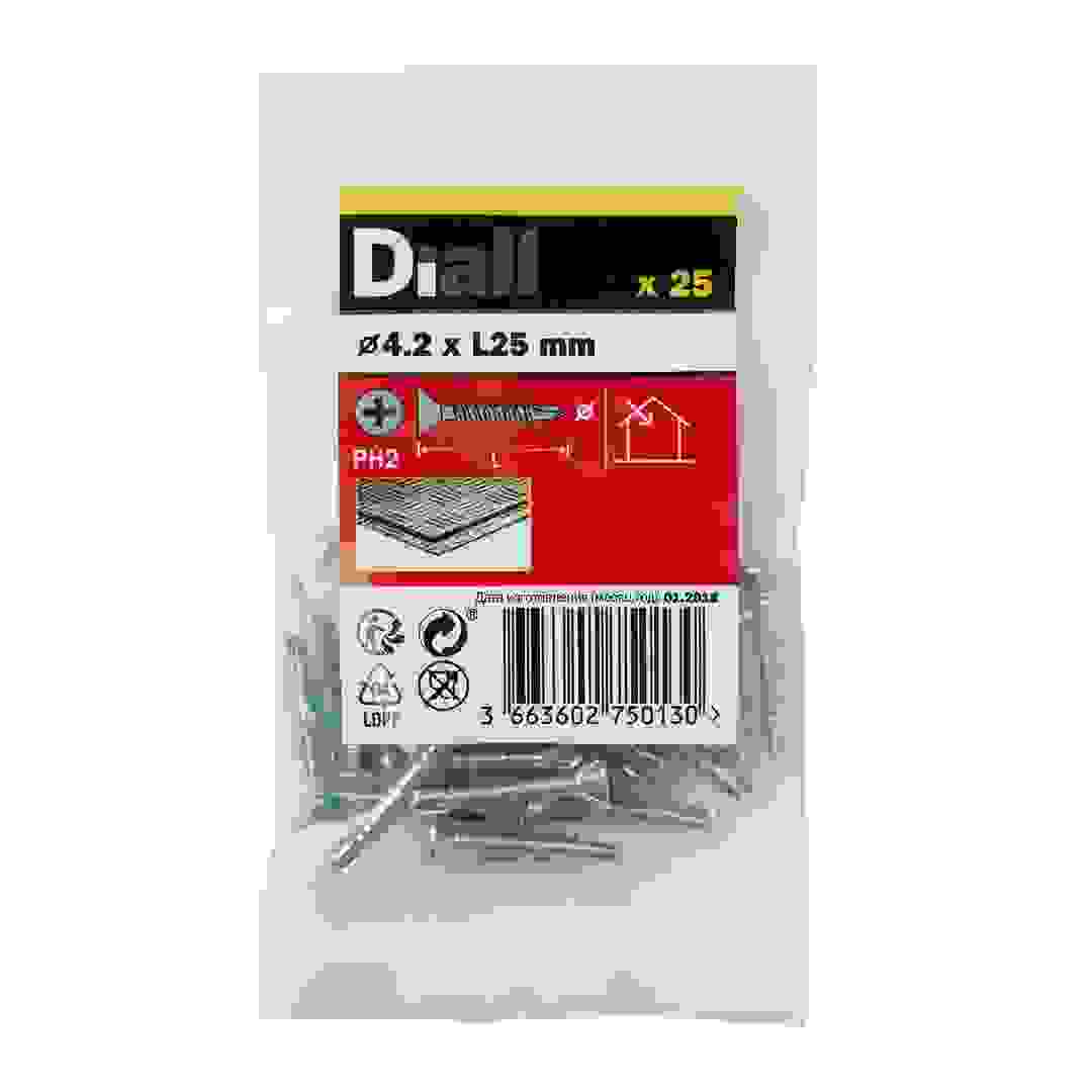Diall Zinc-Plated Carbon Steel Self Drilling Screw Pack (4.2 x 25 mm, 25 Pc.)
