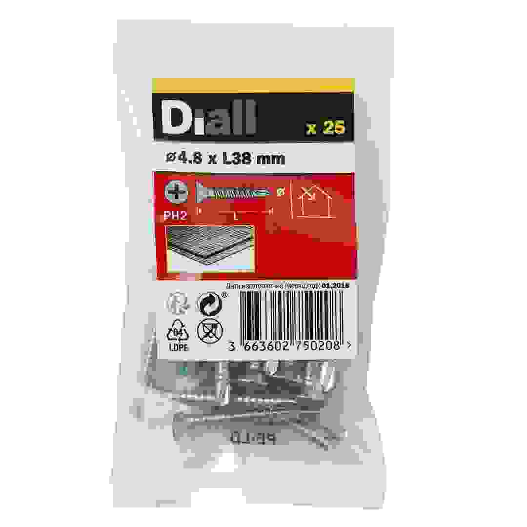 Diall Zinc-Plated Carbon Steel Self Drilling Screw Pack (4.8 x 38 mm, 25 Pc.)