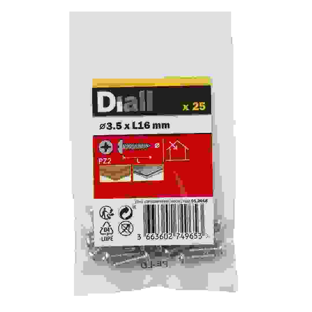 Diall Zinc-Plated Carbon Steel Pan Head Screw Pack (3.5 x 16 mm, 25 Pc.)