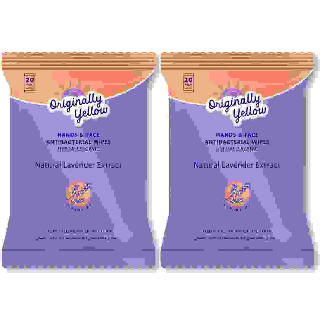 Originally Yellow Hand & Face Wipes Pack (Natural Lavender, 2 Pc.)