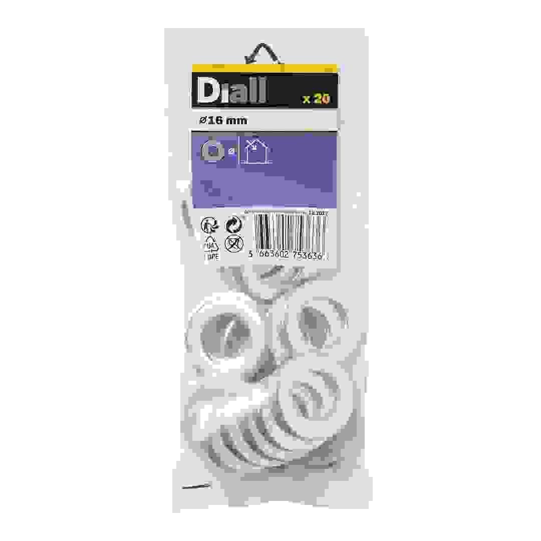 مجموعة حلقات مسطحة متوسطة فولاذ كربوني ديال (M16، 20 قطعة)