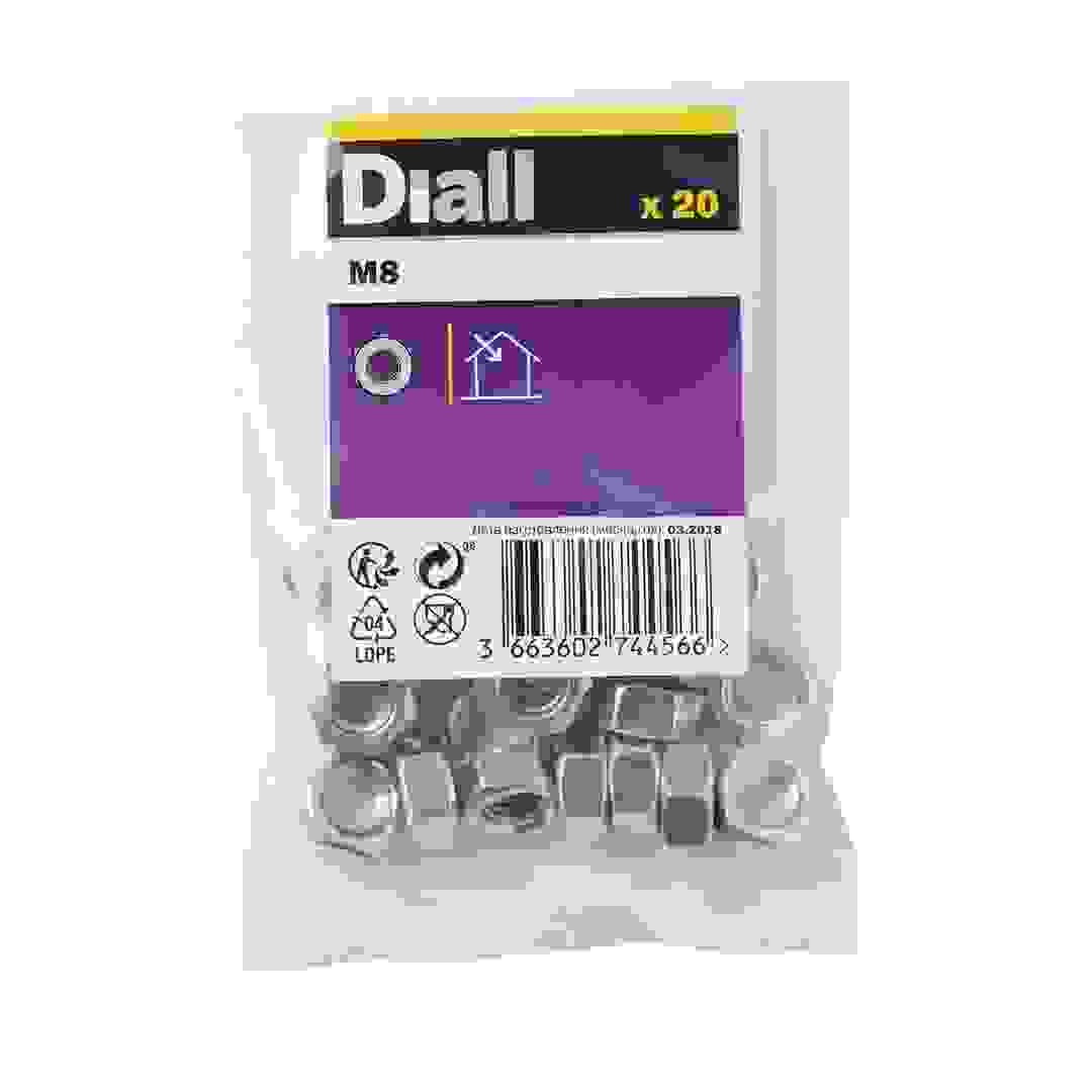 Diall Zinc-Plated Carbon Steel Hex Nut Pack (M8, 20 Pc.)