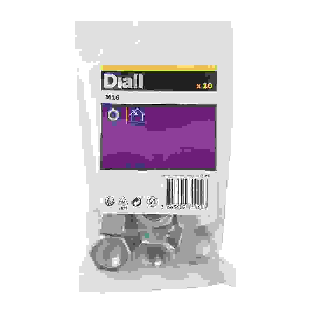 Diall Zinc-Plated Carbon Steel Lock Nut Pack (M16, 10 Pc.)