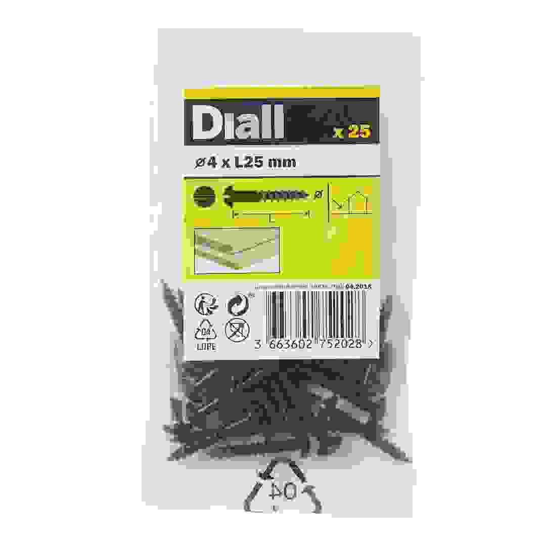 Diall Carbon Steel Dome Wood Screw Pack (4 x 25 mm, 25 Pc.)