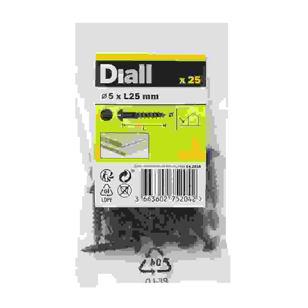 Diall Carbon Steel Dome Wood Screw Pack (5 x 25 mm, 25 Pc.)