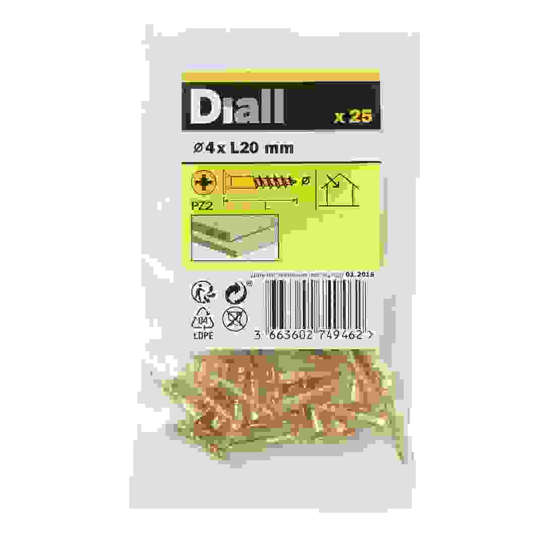 Diall Brass Wood Screw Pack (4 x 20 mm, 25 Pc.)