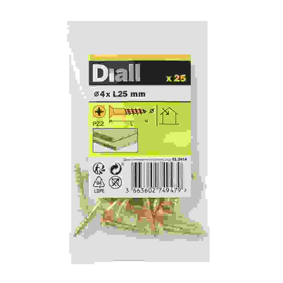 Diall Brass Wood Screw Pack (4 x 25 mm, 25 Pc.)