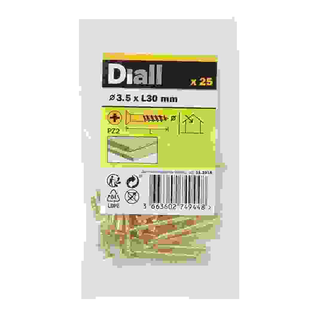 Diall Brass Wood Screw Pack (3.5 x 30 mm, 25 Pc.)