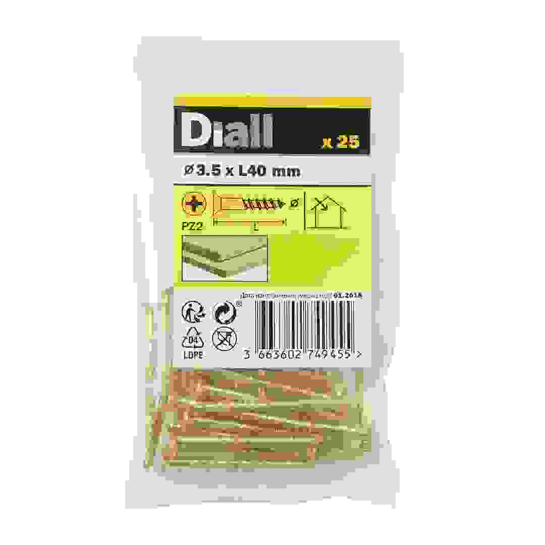 Diall Brass Wood Screw Pack (3.5 x 40 mm, 25 Pc.)