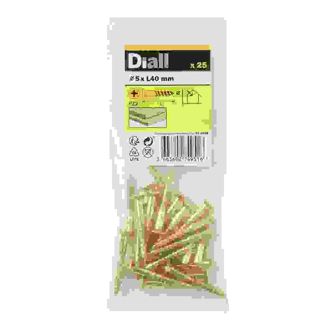 Diall Brass Wood Screw Pack (5 x 40 mm, 25 Pc.)