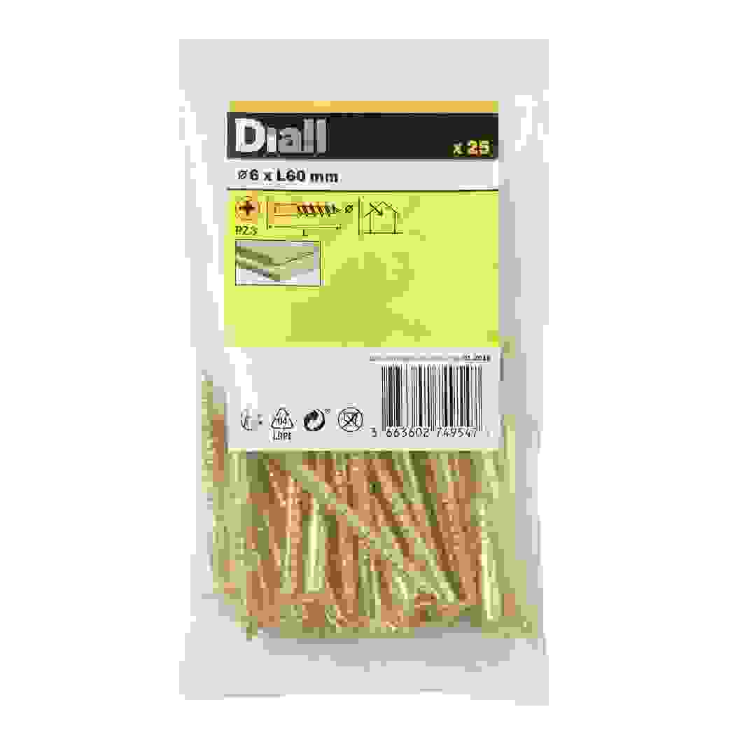 Diall Brass Wood Screw Pack (6 x 60 mm, 25 Pc.)